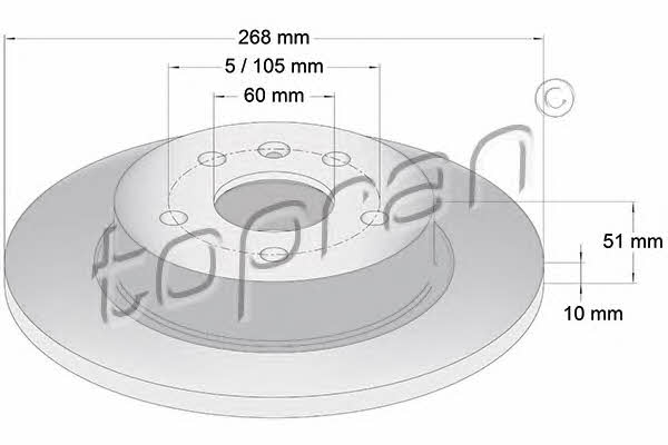 Topran 208 309 Rear brake disc, non-ventilated 208309: Buy near me in Poland at 2407.PL - Good price!