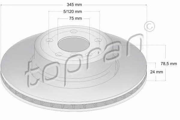 Topran 502 105 Rear ventilated brake disc 502105: Buy near me in Poland at 2407.PL - Good price!