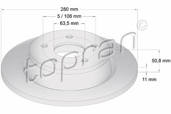 Topran 304 249 Rear brake disc, non-ventilated 304249: Buy near me at 2407.PL in Poland at an Affordable price!