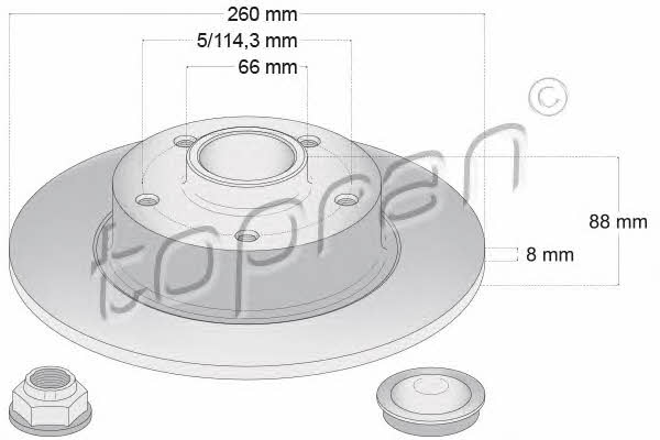 Topran 701 160 Rear brake disc, non-ventilated 701160: Buy near me in Poland at 2407.PL - Good price!