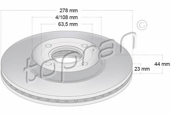 Topran 304 458 Front brake disc ventilated 304458: Buy near me in Poland at 2407.PL - Good price!