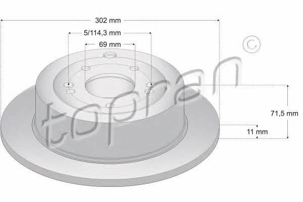 Topran 820 625 Rear brake disc, non-ventilated 820625: Buy near me in Poland at 2407.PL - Good price!