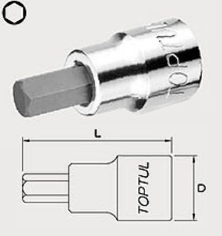 Toptul BCDA0803 1/4 "Head with 3 mm HEX nozzle BCDA0803: Buy near me in Poland at 2407.PL - Good price!