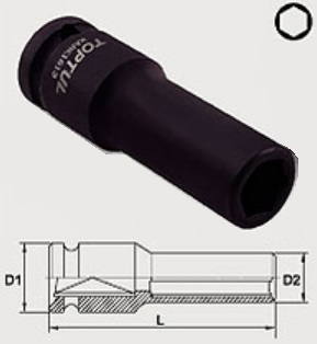 Toptul KABE1615 1/2 "6-stronna głowica udarowa 15 mm KABE1615: Dobra cena w Polsce na 2407.PL - Kup Teraz!