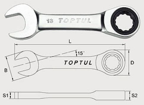 Toptul AOAB1717 Ключ комбинированный с трещоткой укороченный 17мм AOAB1717: Отличная цена - Купить в Польше на 2407.PL!
