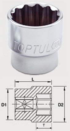 Toptul BAEB1218 3/8 "Głowica 12-stronna 18 mm BAEB1218: Dobra cena w Polsce na 2407.PL - Kup Teraz!