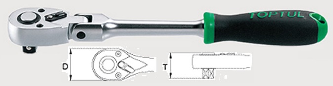 Toptul CJHM1228 3/8 "Тріскачка з шарніром CJHM1228: Приваблива ціна - Купити у Польщі на 2407.PL!