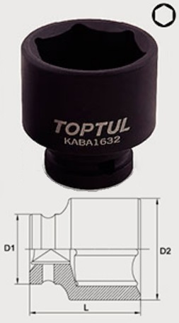 Toptul KABA1622 1/2 "6-stronna głowica udarowa 22 mm KABA1622: Dobra cena w Polsce na 2407.PL - Kup Teraz!