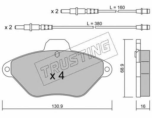 Trusting 160.0 Тормозные колодки дисковые, комплект 1600: Отличная цена - Купить в Польше на 2407.PL!