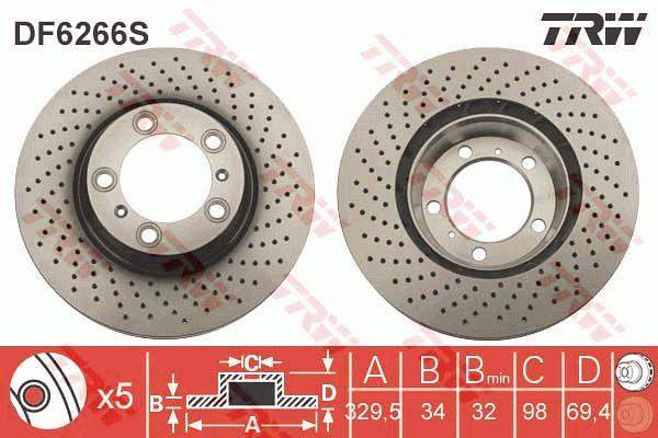 TRW DF6266S Front brake disc ventilated DF6266S: Buy near me in Poland at 2407.PL - Good price!