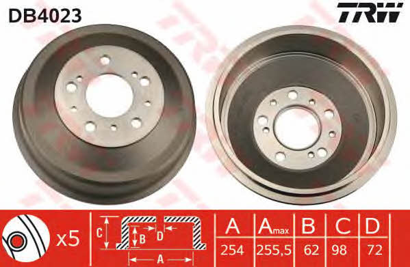 TRW DB4023 Rear brake drum DB4023: Buy near me in Poland at 2407.PL - Good price!