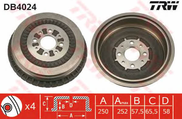 TRW DB4024 Rear brake drum DB4024: Buy near me in Poland at 2407.PL - Good price!
