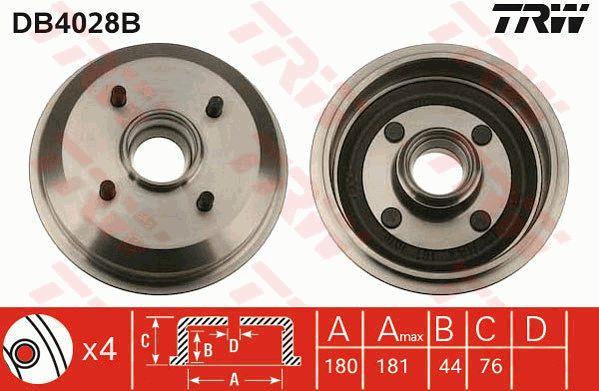 TRW DB4028B Brake drum with wheel bearing, assy DB4028B: Buy near me at 2407.PL in Poland at an Affordable price!