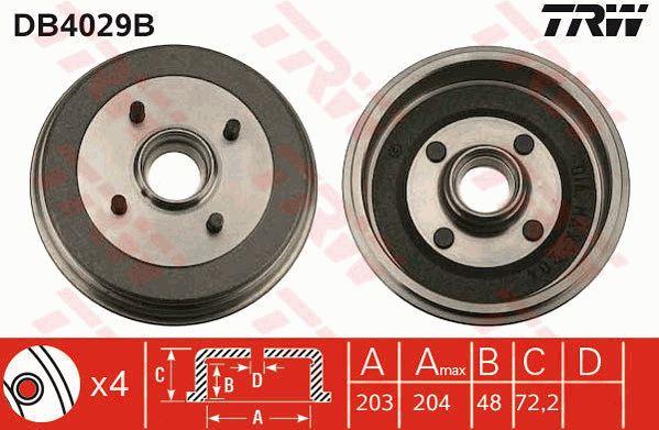 TRW DB4029B Brake drum with wheel bearing, assy DB4029B: Buy near me in Poland at 2407.PL - Good price!