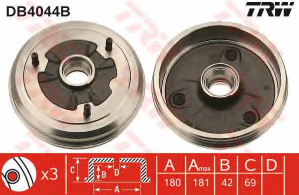 TRW DB4044B Brake drum with wheel bearing, assy DB4044B: Buy near me in Poland at 2407.PL - Good price!