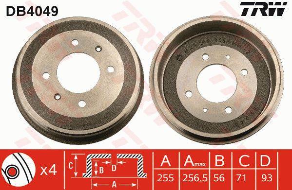 TRW DB4049 Rear brake drum DB4049: Buy near me at 2407.PL in Poland at an Affordable price!
