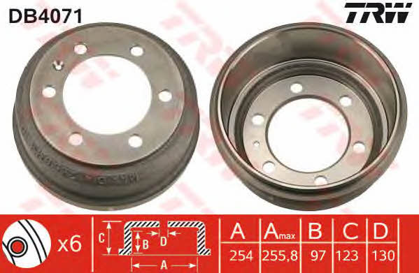 TRW DB4071 Rear brake drum DB4071: Buy near me in Poland at 2407.PL - Good price!