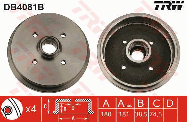 TRW DB4081B Brake drum with wheel bearing, assy DB4081B: Buy near me in Poland at 2407.PL - Good price!