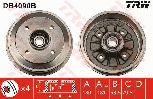 TRW DB4090B Brake drum with wheel bearing, assy DB4090B: Buy near me in Poland at 2407.PL - Good price!