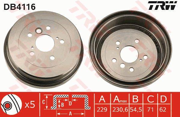 TRW DB4116 Rear brake drum DB4116: Buy near me in Poland at 2407.PL - Good price!