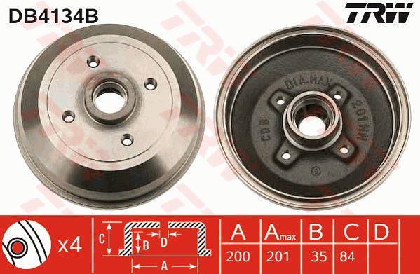 TRW DB4134B Brake drum with wheel bearing, assy DB4134B: Buy near me in Poland at 2407.PL - Good price!