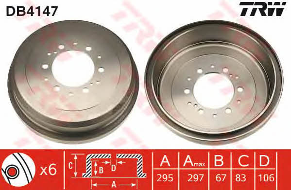 TRW DB4147 Rear brake drum DB4147: Buy near me in Poland at 2407.PL - Good price!