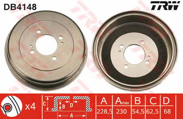 TRW DB4148 Rear brake drum DB4148: Buy near me in Poland at 2407.PL - Good price!