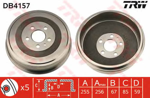 TRW DB4157 Rear brake drum DB4157: Buy near me in Poland at 2407.PL - Good price!