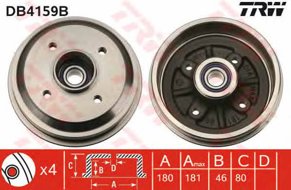 TRW DB4159B Brake drum with wheel bearing, assy DB4159B: Buy near me in Poland at 2407.PL - Good price!