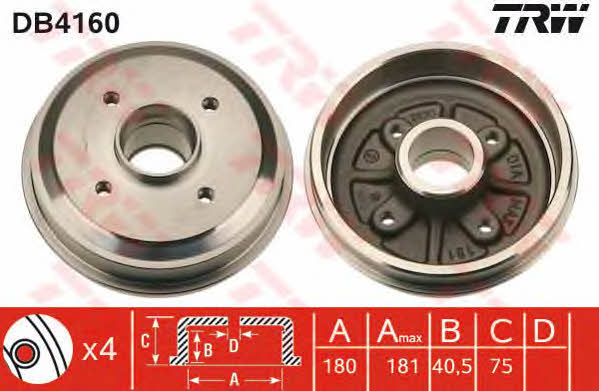 TRW DB4160 Bremstrommel DB4160: Kaufen Sie zu einem guten Preis in Polen bei 2407.PL!