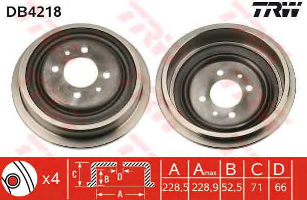 TRW DB4218 Тормозной барабан задний DB4218: Отличная цена - Купить в Польше на 2407.PL!
