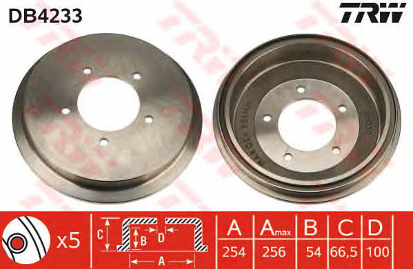 TRW DB4233 Rear brake drum DB4233: Buy near me in Poland at 2407.PL - Good price!