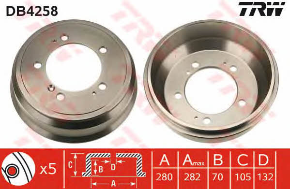 TRW DB4258 Rear brake drum DB4258: Buy near me at 2407.PL in Poland at an Affordable price!