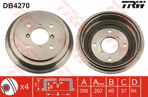 TRW DB4270 Rear brake drum DB4270: Buy near me in Poland at 2407.PL - Good price!