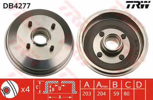 TRW DB4277 Rear brake drum DB4277: Buy near me in Poland at 2407.PL - Good price!
