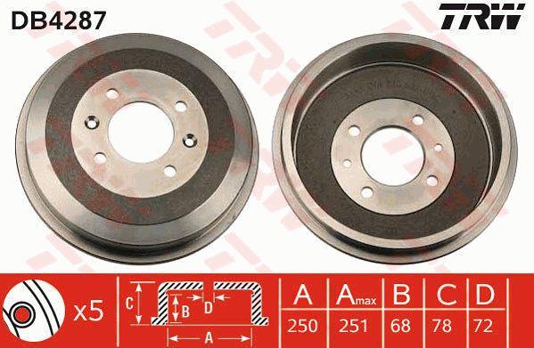 Rear brake drum TRW DB4287