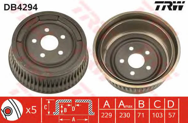 TRW DB4294 Rear brake drum DB4294: Buy near me in Poland at 2407.PL - Good price!