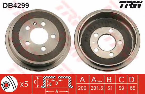 TRW DB4299 Rear brake drum DB4299: Buy near me in Poland at 2407.PL - Good price!