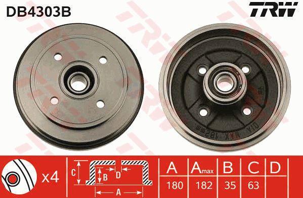 TRW DB4303B Brake drum with wheel bearing, assy DB4303B: Buy near me in Poland at 2407.PL - Good price!