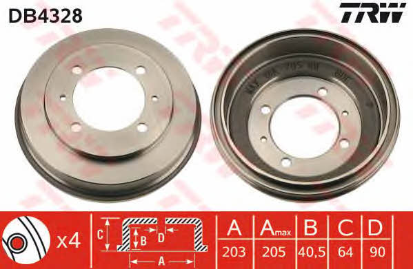TRW DB4328 Rear brake drum DB4328: Buy near me in Poland at 2407.PL - Good price!