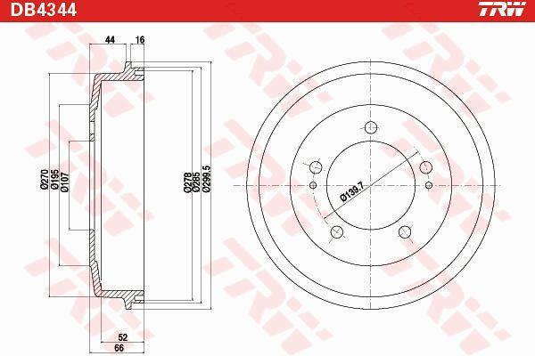 TRW DB4344 Bęben hamulca tylny DB4344: Dobra cena w Polsce na 2407.PL - Kup Teraz!