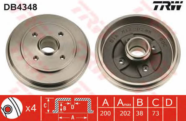 TRW DB4348 Rear brake drum DB4348: Buy near me in Poland at 2407.PL - Good price!