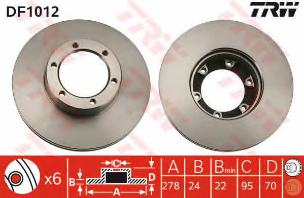TRW DF1012 Front brake disc ventilated DF1012: Buy near me in Poland at 2407.PL - Good price!