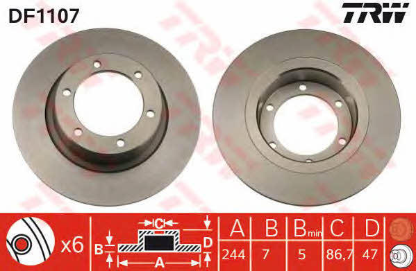 TRW DF1107 Unventilated front brake disc DF1107: Buy near me in Poland at 2407.PL - Good price!