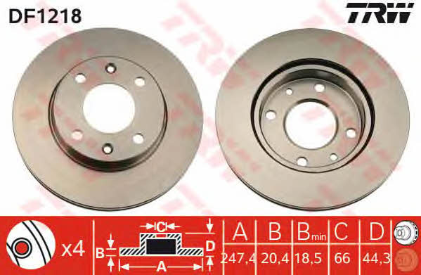 TRW DF1218 Front brake disc ventilated DF1218: Buy near me in Poland at 2407.PL - Good price!
