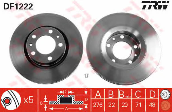 TRW DF1222 Front brake disc ventilated DF1222: Buy near me in Poland at 2407.PL - Good price!