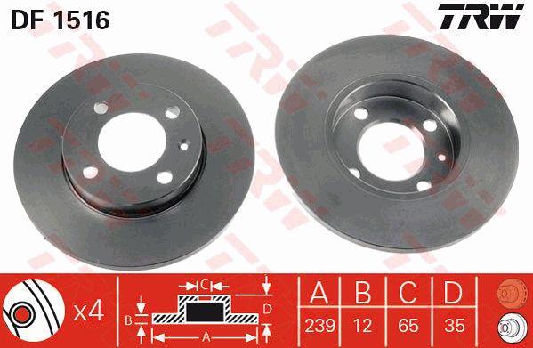 Unbelüftete Bremsscheibe vorne TRW DF1516