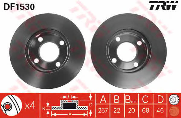 TRW DF1530 Front brake disc ventilated DF1530: Buy near me in Poland at 2407.PL - Good price!