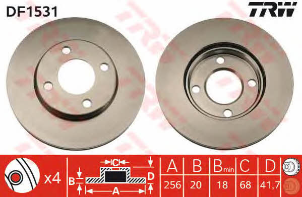 TRW DF1531 Front brake disc ventilated DF1531: Buy near me in Poland at 2407.PL - Good price!