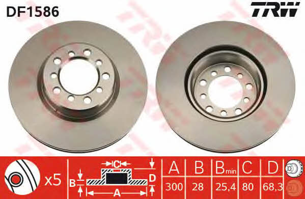 TRW DF1586 Front brake disc ventilated DF1586: Buy near me in Poland at 2407.PL - Good price!